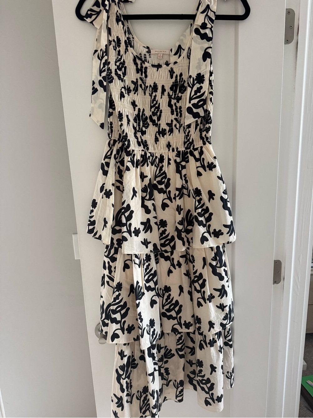 Skies Are Blue Cream Maxi Dress with Black Floral Print